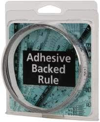 Made in USA - 12 Ft. Long x 1/2 Inch Wide, 1/32 Inch Graduation, Silver, Mylar Adhesive Tape Measure - Reads Left to Right, Horizontal Scale - Caliber Tooling