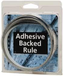 Made in USA - 12 Ft. Long x 1/2 Inch Wide, 1/32 Inch Graduation, Silver, Mylar Adhesive Tape Measure - Reads Right to Left, Horizontal Scale - Caliber Tooling