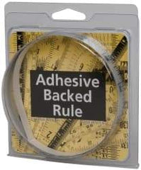 Made in USA - 3 Ft. Long x 1/2 Inch Wide, 1/16 Inch Graduation, Silver, Mylar Adhesive Tape Measure - Reads Left to Right, Horizontal Scale - Caliber Tooling