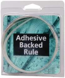 Made in USA - 6 Ft. Long x 1/2 Inch Wide, 1/16 Inch Graduation, Clear, Mylar Adhesive Tape Measure - Reads Right to Left, Horizontal Scale - Caliber Tooling