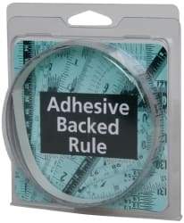 Made in USA - 6 Ft. Long x 1/2 Inch Wide, 1/16 Inch Graduation, Silver, Mylar Adhesive Tape Measure - Reads Right to Left, Horizontal Scale - Caliber Tooling