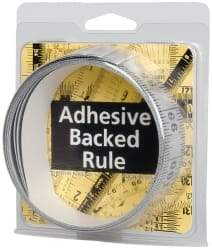 Made in USA - 9 Ft. Long x 1-1/4 Inch Wide, 1/16 Inch Graduation, Silver, Mylar Adhesive Tape Measure - Reads Right to Left, Horizontal Scale - Caliber Tooling