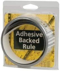 Made in USA - 12 Ft. Long x 1-1/4 Inch Wide, 1/16 Inch Graduation, Silver, Mylar Adhesive Tape Measure - Reads Right to Left, Horizontal Scale - Caliber Tooling