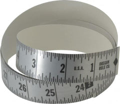 Made in USA - 18 Ft. Long x 1 Inch Wide, 1/16 Inch Graduation, Silver, Mylar Adhesive Tape Measure - Reads Right to Left, Horizontal Scale - Caliber Tooling