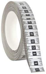 Made in USA - 60 Ft. Long x 1 Inch Wide, 1/16 Inch Graduation, Silver, Mylar Adhesive Tape Measure - Reads Right to Left, Horizontal Scale - Caliber Tooling