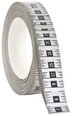 Made in USA - 60 Ft. Long x 1 Inch Wide, 1/16 Inch Graduation, Silver, Mylar Adhesive Tape Measure - Reads Right to Left, Horizontal Scale - Caliber Tooling