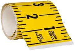 Made in USA - 7.5 Ft. Long x 3 Inch Wide, 1/4 Inch Graduation, Yellow, Mylar Adhesive Tape Measure - Reads Right to Left, Horizontal Scale - Caliber Tooling