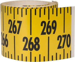 Made in USA - 22.5 Ft. Long x 3 Inch Wide, 1/4 Inch Graduation, Yellow, Mylar Adhesive Tape Measure - Reads Left to Right, Horizontal Scale - Caliber Tooling