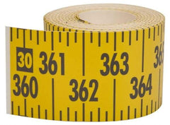 Made in USA - 60 Ft. Long x 3 Inch Wide, 1/4 Inch Graduation, Yellow, Mylar Adhesive Tape Measure - Reads Left to Right, Horizontal Scale - Caliber Tooling