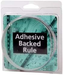 Made in USA - 2 m Long x 1/2 Inch Wide, 1/16 Inch Graduation, White, Mylar Adhesive Tape Measure - Reads Left to Right, Horizontal Scale - Caliber Tooling