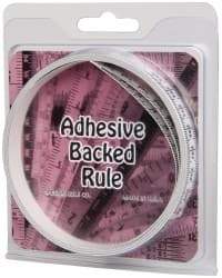 Made in USA - 3 m Long x 1/2 Inch Wide, 1/16 Inch Graduation, White, Mylar Adhesive Tape Measure - Reads Left to Right, Horizontal Scale - Caliber Tooling