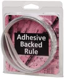 Made in USA - 3 m Long x 1/2 Inch Wide, 1/16 Inch Graduation, White, Mylar Adhesive Tape Measure - Reads Right to Left, Horizontal Scale - Caliber Tooling