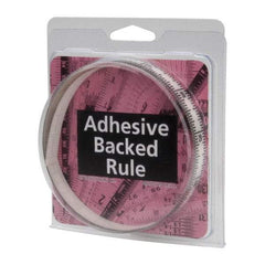 Made in USA - 3 Ft. Long x 1/2 Inch Wide, 1/16 Inch Graduation, Clear, Mylar Adhesive Tape Measure - Reads Top to Bottom, Vertical Rules - Caliber Tooling