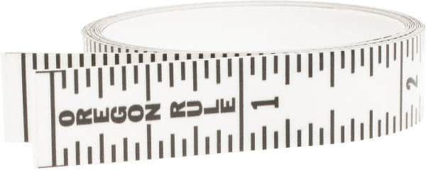 Made in USA - 6 Ft. Long x 1/2 Inch Wide, 1/16 Inch Graduation, Clear, Mylar Adhesive Tape Measure - Reads Top to Bottom, Vertical Rules - Caliber Tooling