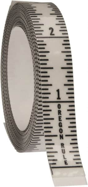 Made in USA - 9 Ft. Long x 1/2 Inch Wide, 1/16 Inch Graduation, Clear, Mylar Adhesive Tape Measure - Reads Bottom to Top, Vertical Rules - Caliber Tooling