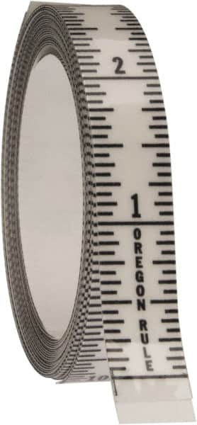 Made in USA - 12 Ft. Long x 1/2 Inch Wide, 1/16 Inch Graduation, Clear, Mylar Adhesive Tape Measure - Reads Bottom to Top, Vertical Rules - Caliber Tooling