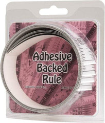 Made in USA - 12 Ft. Long x 1-1/4 Inch Wide, 1/16 Inch Graduation, Silver, Mylar Adhesive Tape Measure - Reads Bottom to Top, Vertical Rules - Caliber Tooling