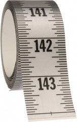 Made in USA - 12 Ft. Long x 1-1/4 Inch Wide, 1/16 Inch Graduation, Silver, Mylar Adhesive Tape Measure - Reads Top to Bottom, Vertical Rules - Caliber Tooling