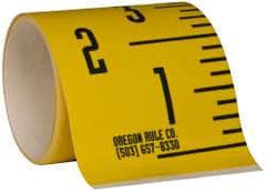 Made in USA - 6 Ft. Long x 3 Inch Wide, 1/4 Inch Graduation, Yellow, Mylar Adhesive Tape Measure - Reads Bottom to Top, Vertical Rules - Caliber Tooling