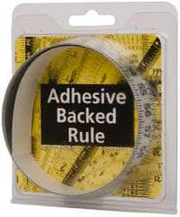 Made in USA - 3 Ft. Long x 1 Inch Wide, 1/8 Inch Graduation, Silver, Mylar Adhesive Tape Measure - Reads Left to Right, Horizontal-Half Scale - Caliber Tooling