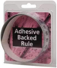 Made in USA - 3 Ft. Long x 1 Inch Wide, 1/8 Inch Graduation, Silver, Mylar Adhesive Tape Measure - Reads Bottom to Top, Vertical-Half Scale - Caliber Tooling