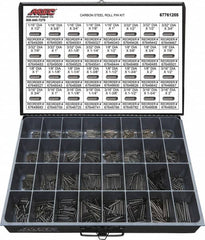 Value Collection - 157 Piece, 1/16 to 3/16" Pin Diam, Spring Pin Assortment - 1/2 to 2" Long, Grade 2 Steel - Caliber Tooling