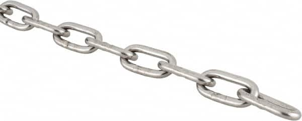 Campbell - 5/32" Welded Stainless Steel Chain - 410 Lb Capacity, Stainless Steel, Bright Finish - Caliber Tooling