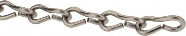 Made in USA - 0.105" Diam Stainless Steel Single Jack Chain - 30 Lb Load Limit, 16 Links per Foot, #12 - Caliber Tooling