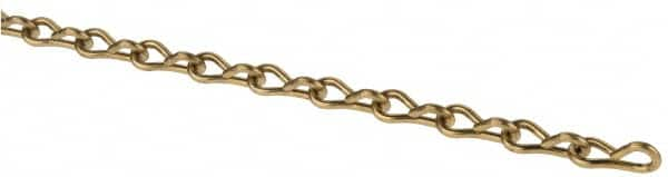 Made in USA - 0.08" Diam Brass Single Jack Chain - 11 Lb Load Limit, 19 Links per Foot, #14 - Caliber Tooling