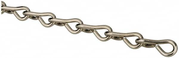 Made in USA - 0.105" Diam Steel Single Jack Chain - 29 Lb Load Limit, #12, Nickel Plated Finish - Caliber Tooling