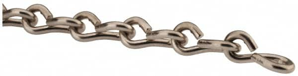 Made in USA - 0.192" Diam Steel Single Jack Chain - 88 Lb Load Limit, #6, Nickel Plated Finish - Caliber Tooling