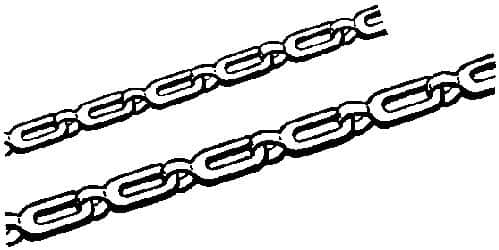 Made in USA - 0.028" Diam Steel Plumber's Safety Chain - 63 Lb Load Limit, #2, Nickel Plated Finish, 0.7" Inside Length - Caliber Tooling