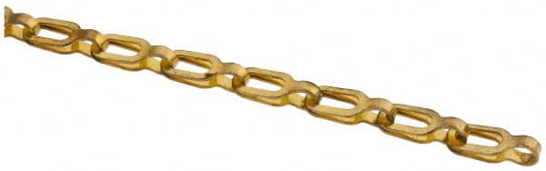 Made in USA - 0.023" Diam Brass Plumber's Safety Chain - 30 Lb Load Limit, #1/0, Standard Finish, 0.55" Inside Length - Caliber Tooling