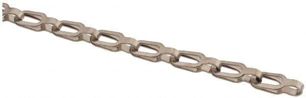 Made in USA - 0.023" Diam Brass Plumber's Safety Chain - 30 Lb Load Limit, #1/0, Nickel Plated Finish, 0.55" Inside Length - Caliber Tooling