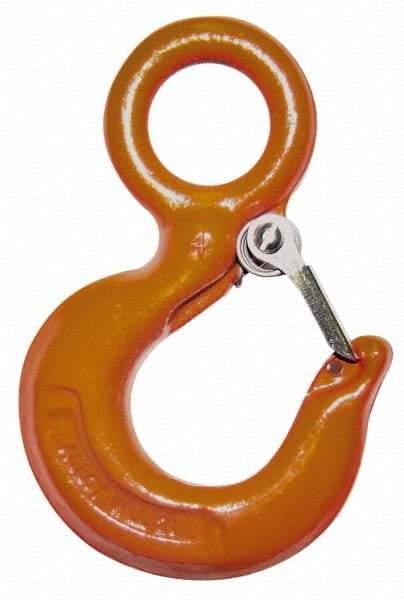 CM - Chain Grade 43, Carbon Steel Eye Hook - 1.78" Hook Throat, 7.31" Reach, 2" Eye ID, 10.07" OAL, Galvanized Finish - Caliber Tooling