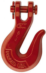 CM - 5/16 Inch Chain Diameter, Grade 80 Clevis Hook - 4,500 Lbs. Load Capacity, 3/08 Inch Inside Diameter, 25/64 Inch Pin Diameter, 7/16 Inch Hook Throat, 2-9/32 Inch Hook Width - Caliber Tooling