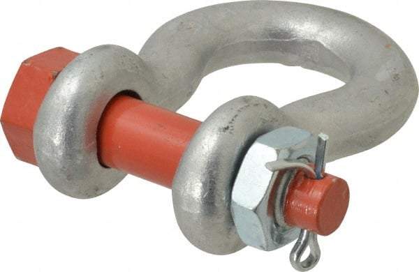 Campbell - 3/4" Nominal Chain Size, 7 Ton Alloy Steel Bolt Anchor Shackle - 3/4" Diam, 7/8" Pin Diam, 2-13/16" High x 1-1/4" Wide Inside Jaw, 1-13/16" Inside Width, 1-3/4" Max Body Thickness - Caliber Tooling