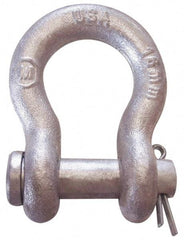 CM - 7/8" Nominal Chain Size, 7 Ton Carbon Steel Loose Anchor Shackle - 7/8" Diam, 1" Pin Diam, 3-1/8" High x 1-7/16" Wide Inside Jaw, 2-1/16" Inside Width, 2" Max Body Thickness - Caliber Tooling