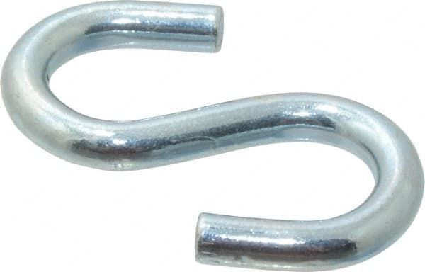 Campbell - Trade Size #80, Carbon Steel Zinc Plated S-Hook - 160 Lb Capacity, 1/4" Wire, 1-3/32" OAL - Caliber Tooling