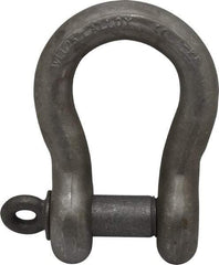 CM - 1-1/2" Nominal Chain Size, 25. Ton Alloy Steel Screw Anchor Shackle - 1-1/2" Diam, 1-5/8" Pin Diam, 5-3/4" High x 2-3/8" Wide Inside Jaw, 3-7/8" Inside Width, 3-1/2" Max Body Thickness - Caliber Tooling