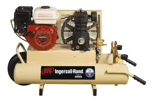 Ingersoll-Rand - 5.5 HP Stationary Gas Air Compressor - Honda Engine, Horizontal Configuration, Twin 8 Gallon, 11.8 CFM, 135 Max psi - Caliber Tooling