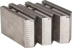 H & R Manufacturing - 1.5mm x 60° Serrated Attachment, Square Soft Lathe Chuck Jaw - 3 Jaws, Steel, 1.181" Btw Mount Hole Ctrs, 5" Long x 1-3/4" Wide x 3-1/2" High, 0.63" Groove, 12mm Fastener - Caliber Tooling