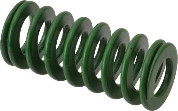 Associated Spring Raymond - 20mm Hole Diam, 10mm Rod Diam, 1-3/4" Free Length, Green Die Spring - 540 N Max Deflection, 18mm Max Deflection, Light Duty, Chromium Alloy Steel - Caliber Tooling