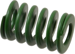 Associated Spring Raymond - 25mm Hole Diam, 12.5mm Rod Diam, 1-1/2" Free Length, Green Die Spring - 930 N Max Deflection, 15mm Max Deflection, Light Duty, Chromium Alloy Steel - Caliber Tooling