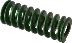 Associated Spring Raymond - 25mm Hole Diam, 12.5mm Rod Diam, 2-1/2" Free Length, Green Die Spring - 880 N Max Deflection, 25mm Max Deflection, Light Duty, Chromium Alloy Steel - Caliber Tooling