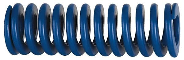 Associated Spring Raymond - 50mm Hole Diam, 25mm Rod Diam, 5" Free Length, Blue Die Spring - 4656 N Max Deflection, 48mm Max Deflection, Medium Duty, Chromium Alloy Steel - Caliber Tooling