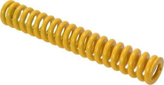 Associated Spring Raymond - 16mm Hole Diam, 8mm Rod Diam, 4" Free Length, Yellow Die Spring - 665.6 N Max Deflection, 26mm Max Deflection, Extra Strong, Chromium Alloy Steel - Caliber Tooling