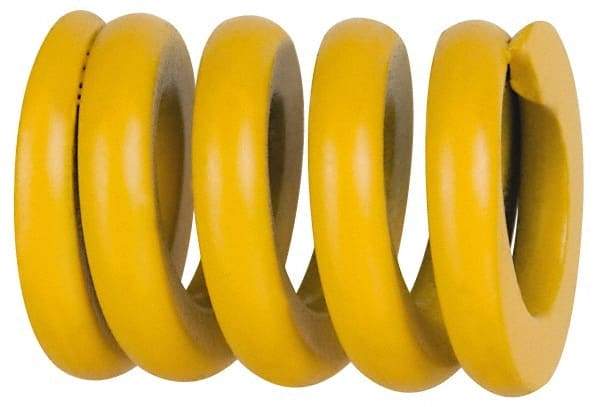 Associated Spring Raymond - 25mm Hole Diam, 12.5mm Rod Diam, 3-1/2" Free Length, Yellow Die Spring - 2431 N Max Deflection, 22mm Max Deflection, Extra Strong, Chromium Alloy Steel - Caliber Tooling