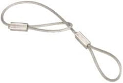 Made in USA - 6" Long, Steel Cable Loop & Loop End, Quick Release Pin Lanyard - 3/64" Cable Diam, Nylon Cable, Galvanized Finish - Caliber Tooling