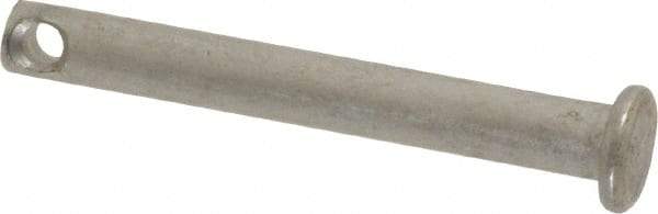 Made in USA - 3/16" Pin Diam, 1-1/2" OAL, Standard Clevis Pin - 3/32" Hole, 1-13/32" Usable Length, Uncoated Stainless Steel - Caliber Tooling